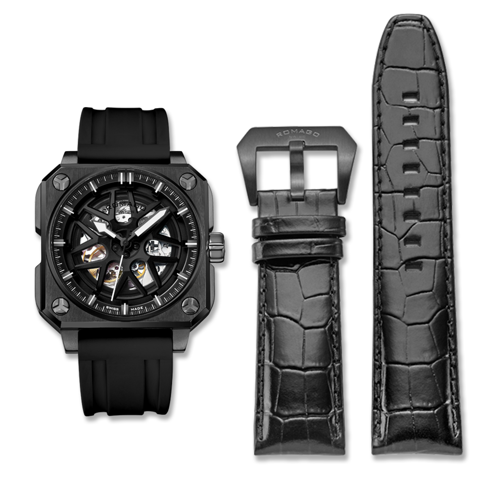 ROMAGO Black PVD Double Racer Skeleton -  RM105-BK Automatic